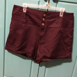 Burgundy high waisted shorts